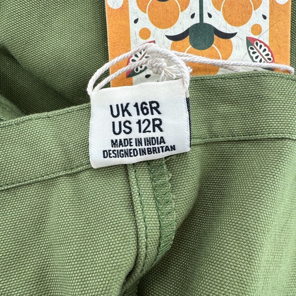 Lucy & Yak Olive Green Dungarees Cotton Twill Overalls Jumpsuit 12 Large XL NWT - Picture 8 of 8